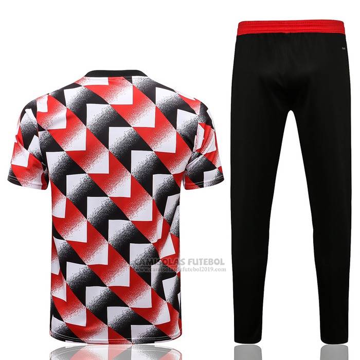 Fato de Treino Manchester United Manga Curta 2022-2023 Preto Y Vermelho